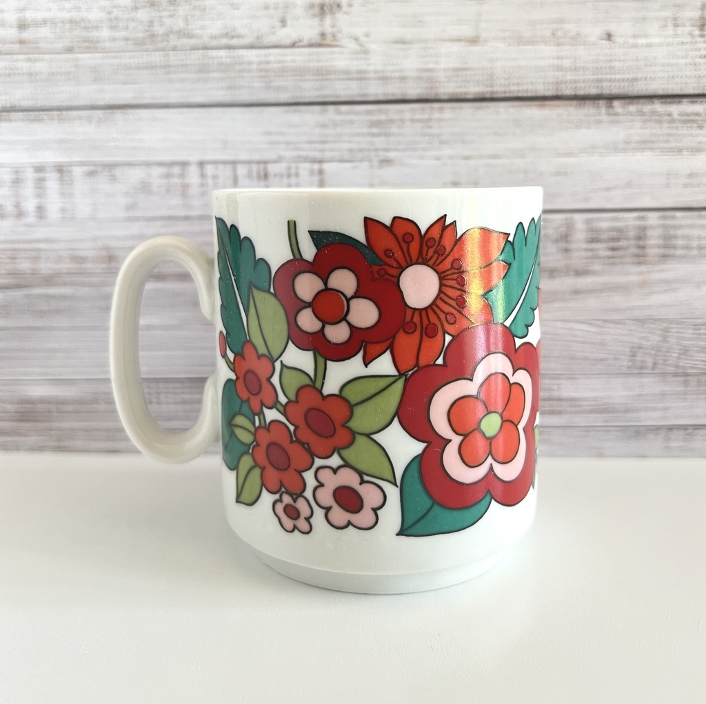 Lot de 2 tasses fleuries dans les tons rouges Bavaria