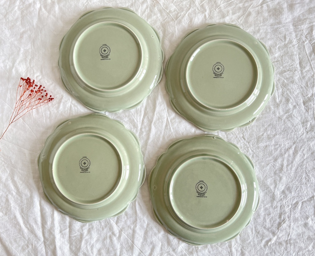 Lot de 4 assiettes à dessert vert menthe