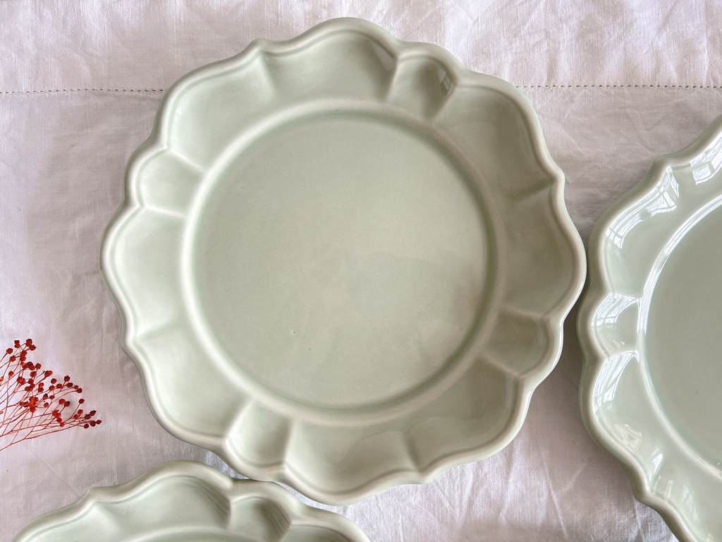 Lot de 4 assiettes plates vert menthe