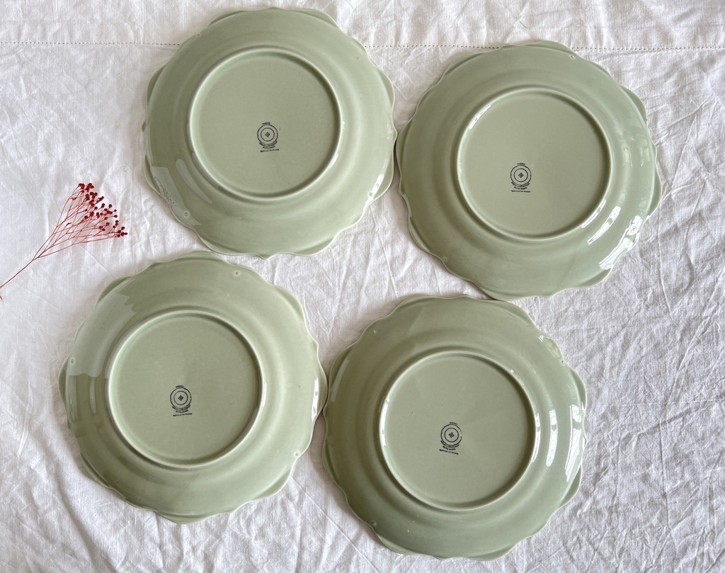 Lot de 4 assiettes plates vert menthe