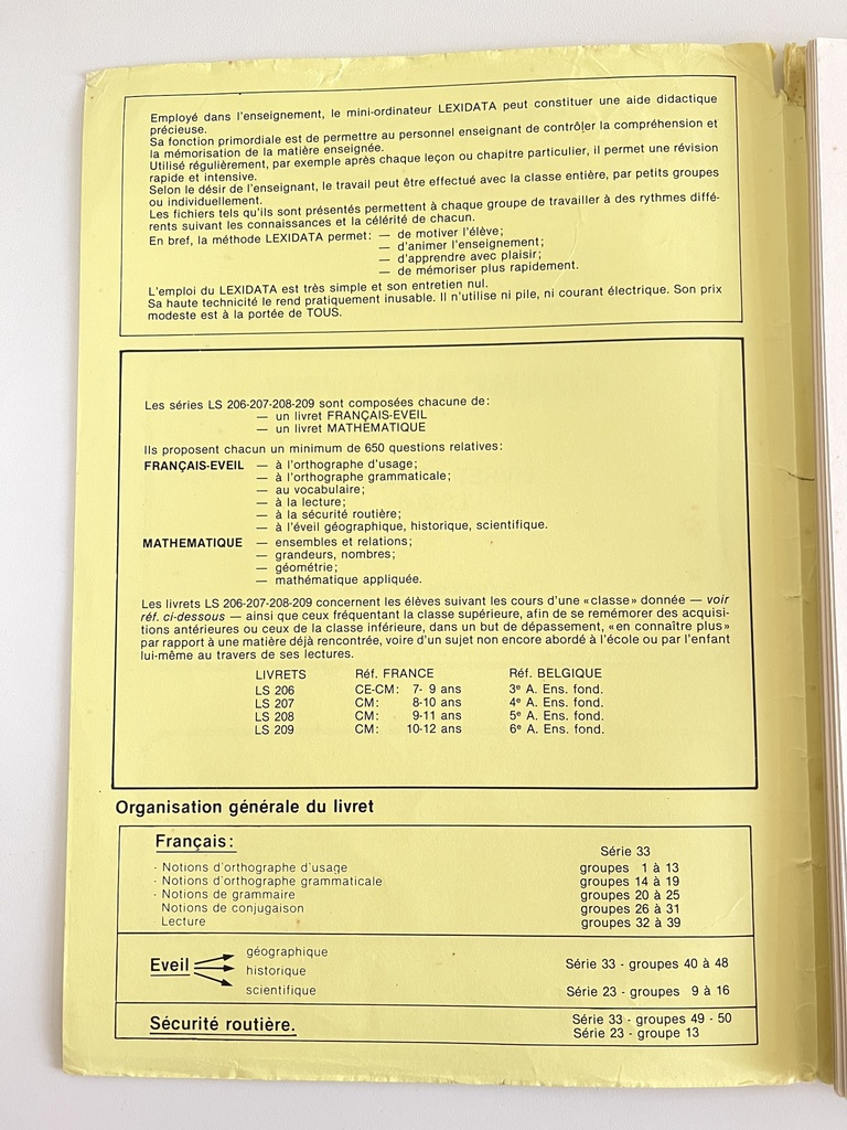Livret Lexidata Français-éveil pour enfants de 7 à 9 ans