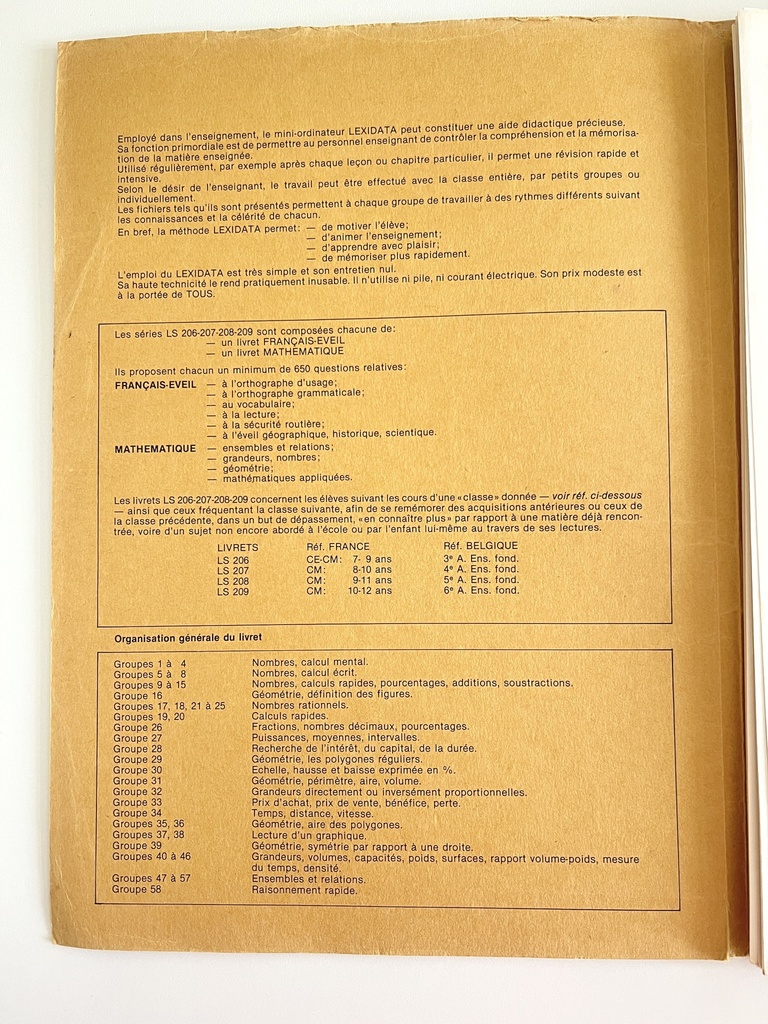 Livret Lexidata Mathématique pour enfants de 10 à 12 ans