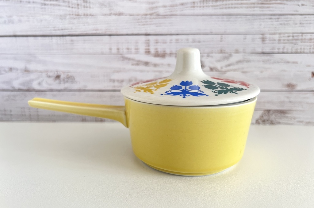 Chauffe-beurre jaune pastel avec couvercle fleuri Villeroy & Boch