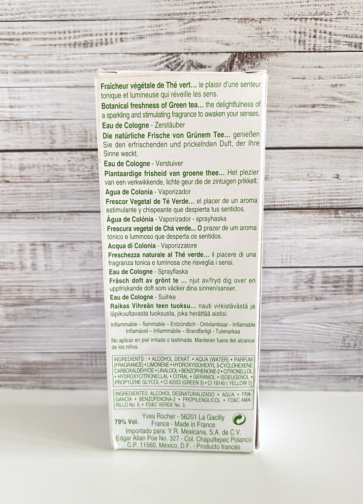 Eau de Cologne Yves Rocher Thé vert
