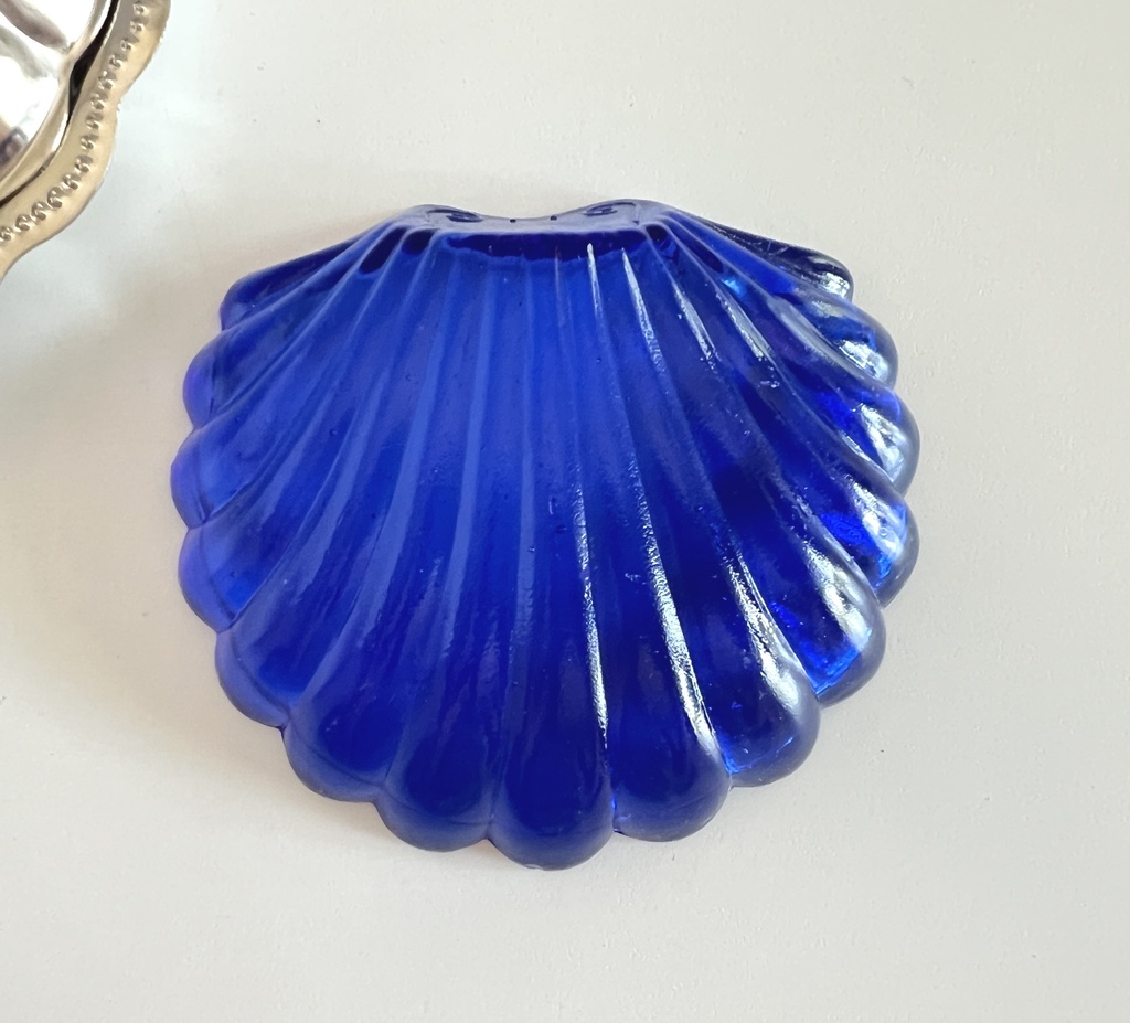 Beurrier coquille / coupelle à caviar bleu cobalt