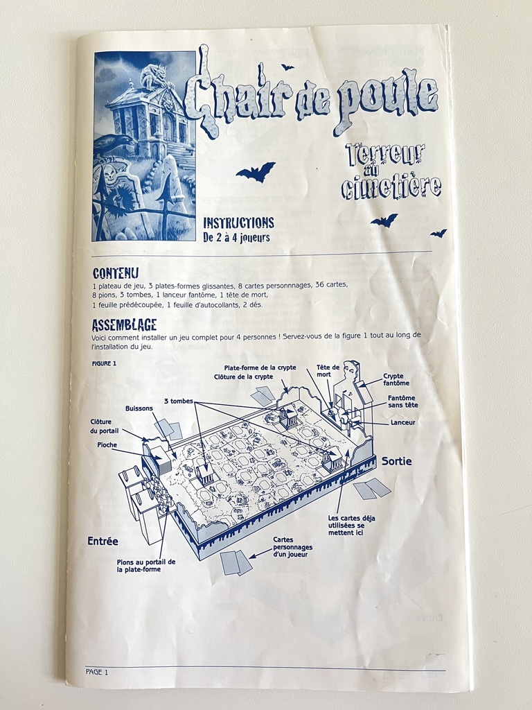Jeu de société Chair de poule Terreur au Cimetière - 1996