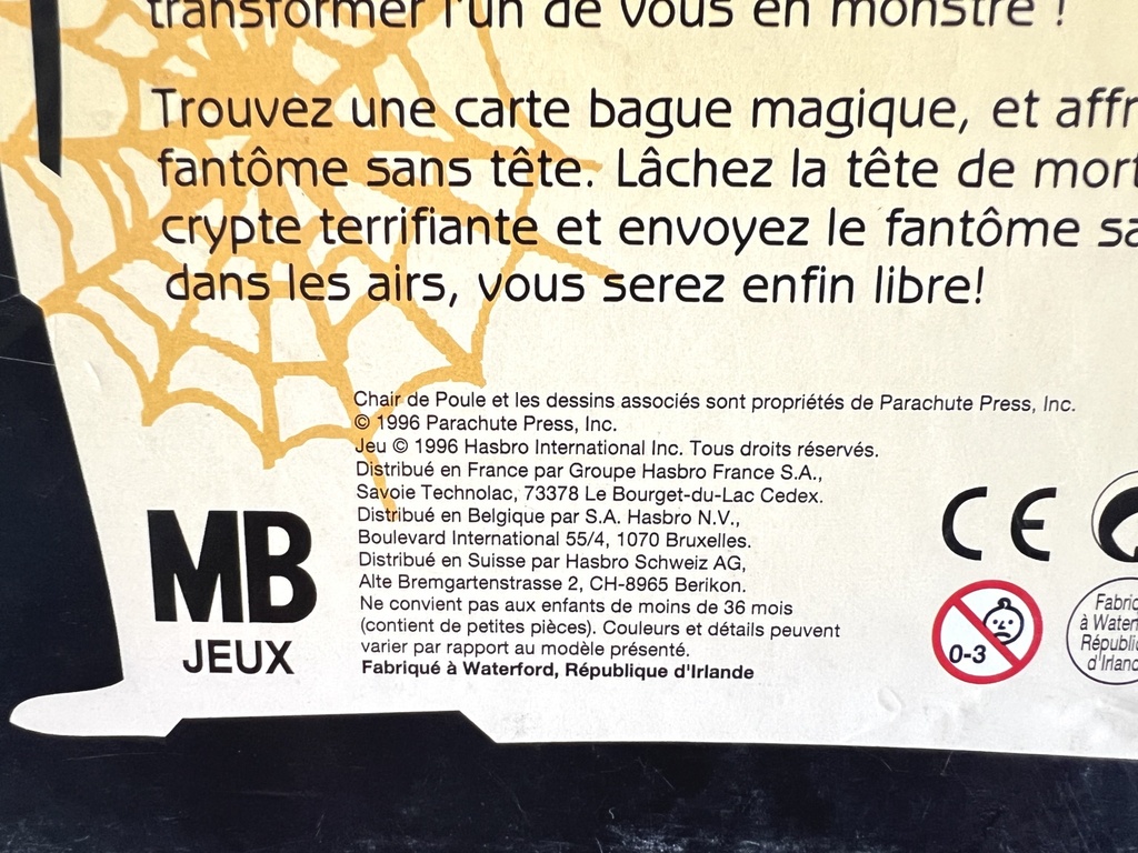 Jeu de société Chair de poule Terreur au Cimetière - 1996