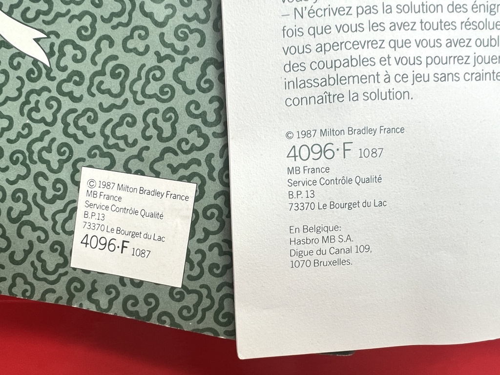 Jeu de société Les mystères de Pékin - 1987