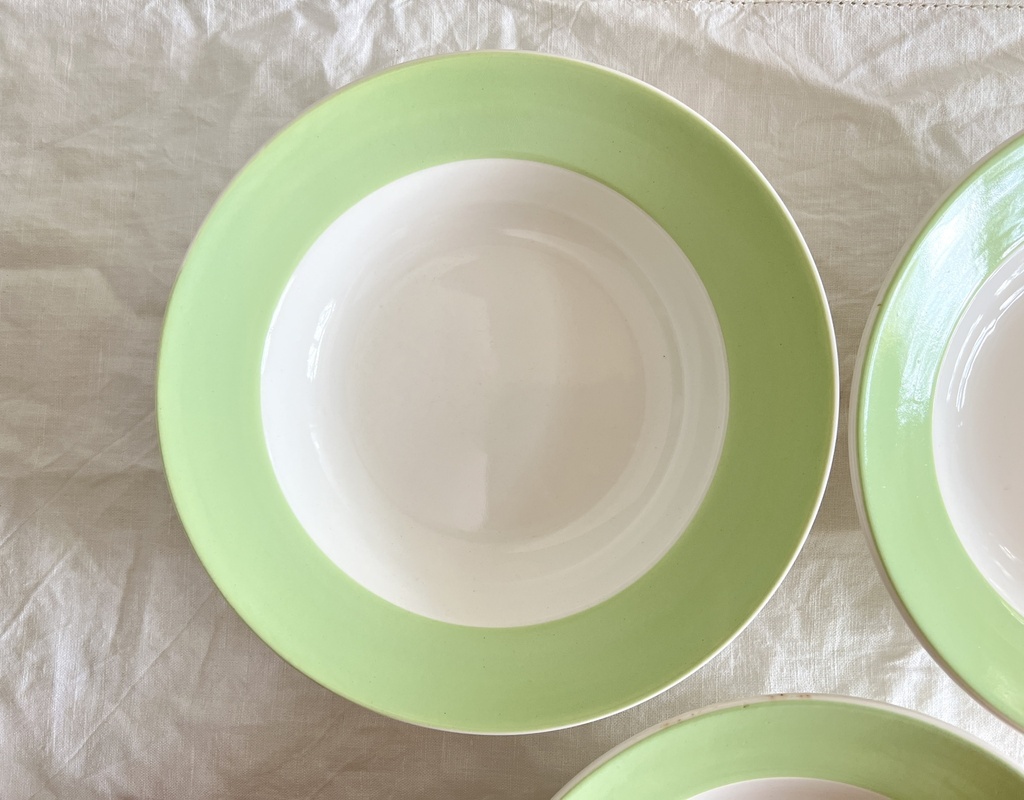 Lot de 4 assiettes creuses à bord vert pastel Zik Konakovo