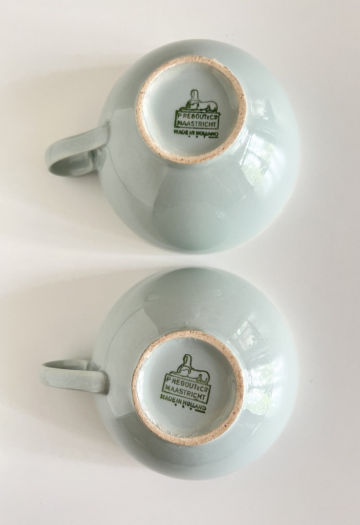 Lot de 4 tasses à thé Petrus Regout Desiree celadon