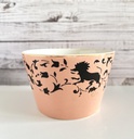 Tasse à chocolat et sous-tasse rose à décor de lion Sarreguemines