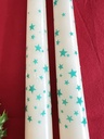 Boîte de 2 bougies chandelles blanches à étoiles bleu-vert Spaas