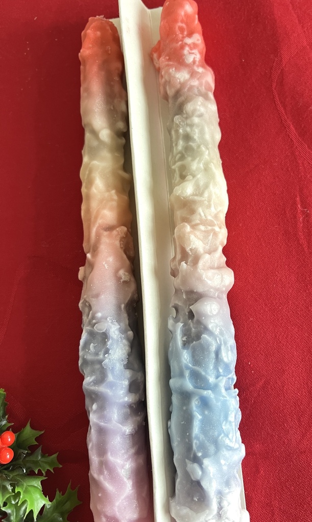Boîte de 2 bougies chandelles goutte-à-goutte colorée