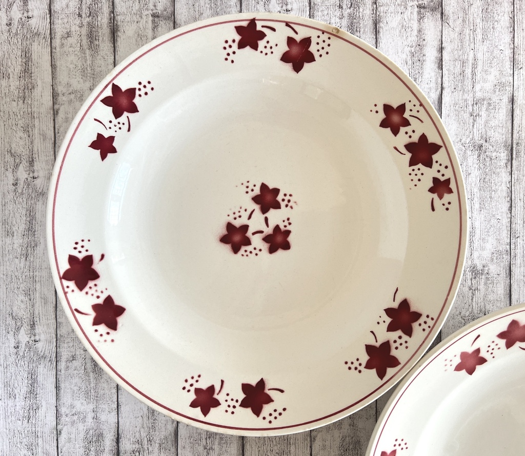 Lot de 2 assiettes creuses Boch Mercure rouge