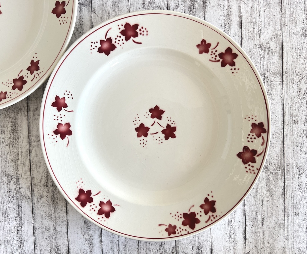 Lot de 2 assiettes plates Boch Mercure rouge
