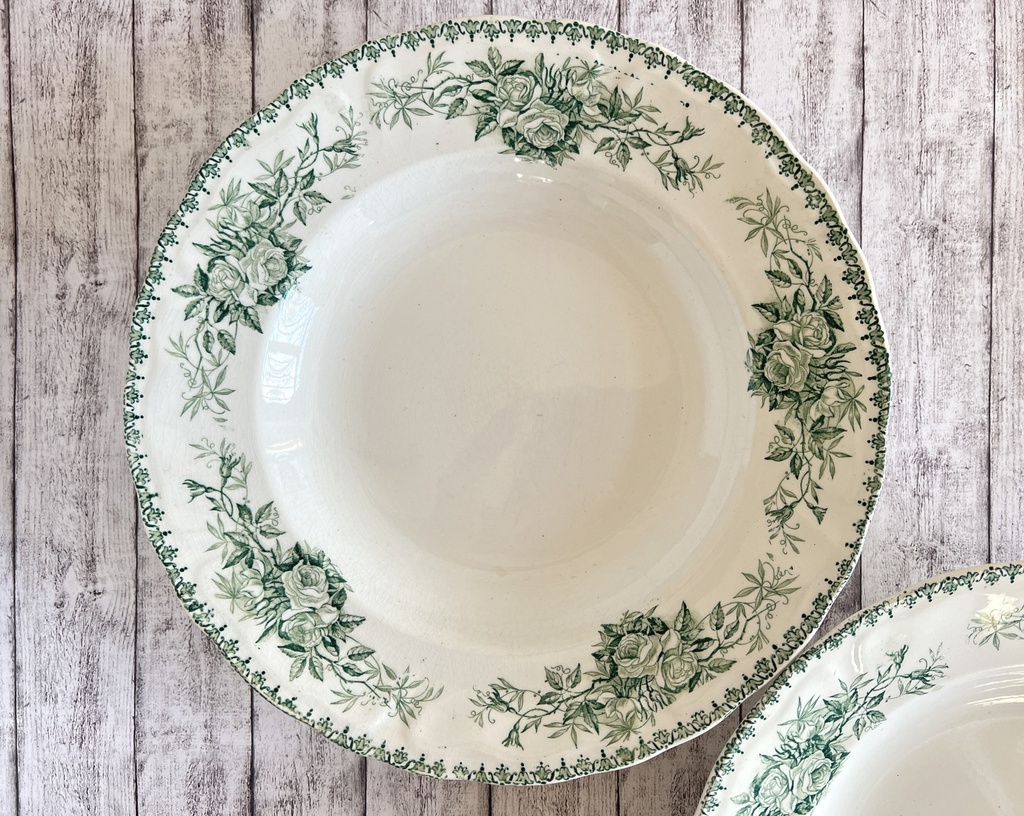 Lot de 2 assiettes creuses Boch Minerva vert