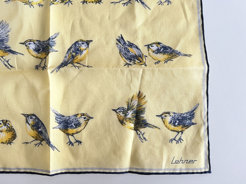 Mouchoir Lehner décoré de mésanges