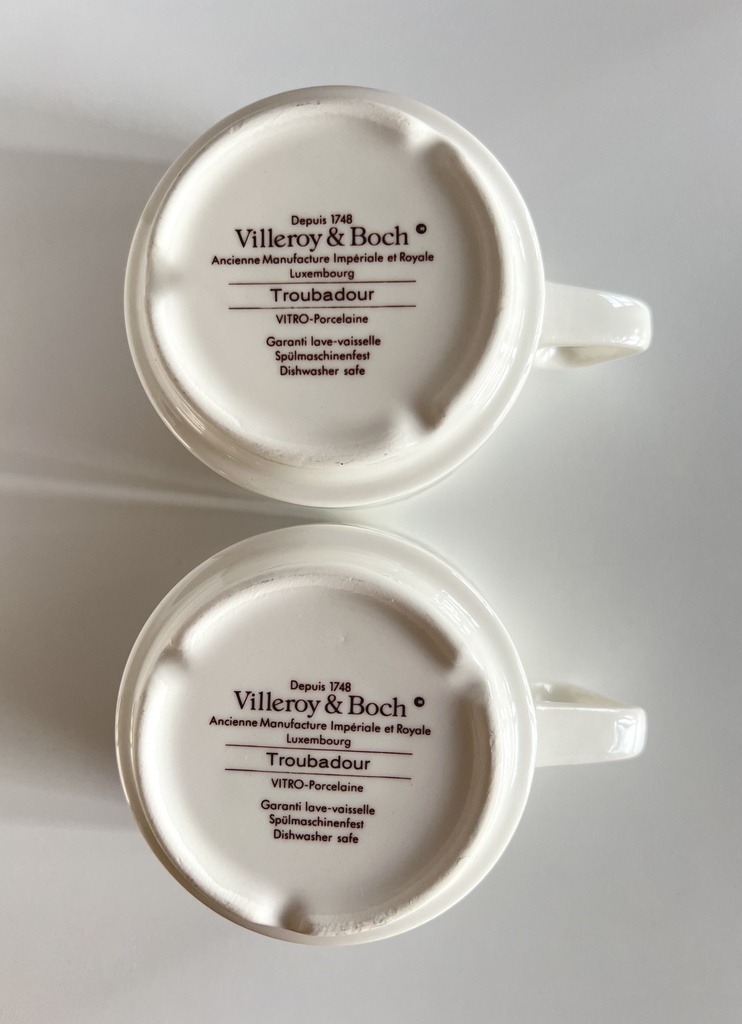 Lot de 2 tasses et sous-tasses Villeroy & Boch Troubadour