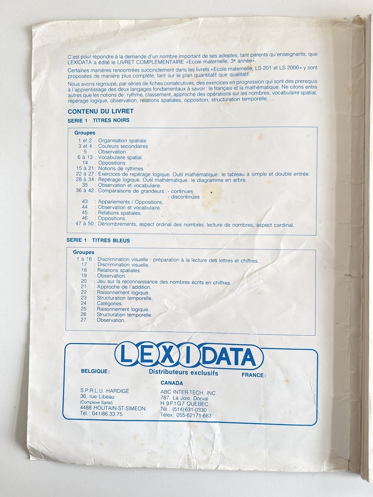 Livret complémentaire Lexidata École maternelle de 5 et 6 ans