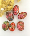Ensemble de 6 œufs en bois peints style Pysanky