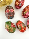 Ensemble de 6 œufs en bois peints style Pysanky