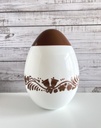 Pot en opaline en forme d'œuf au décor de Pâques marron
