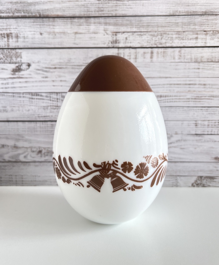 Pot en opaline en forme d'œuf au décor de Pâques marron