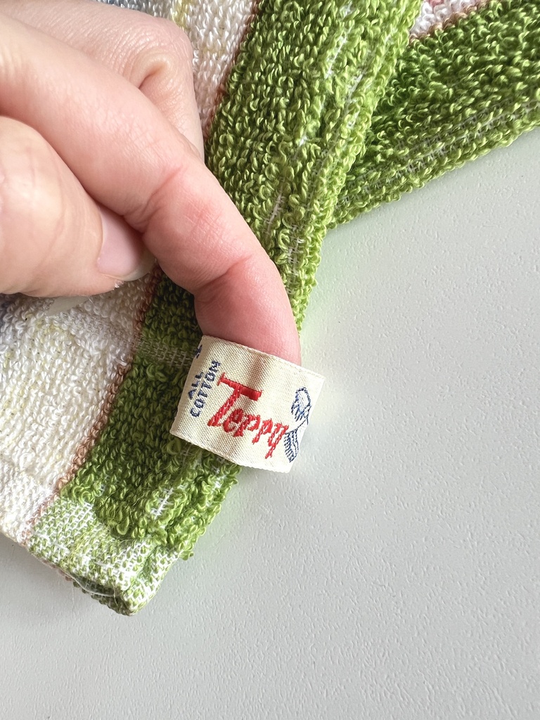 Ensemble de 6 gants de toilette lignés multicolores Terry Fox neufs