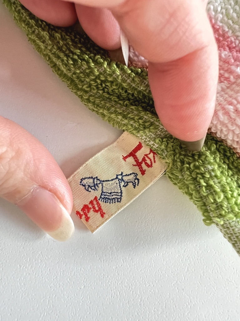 Ensemble de 6 gants de toilette lignés multicolores Terry Fox neufs