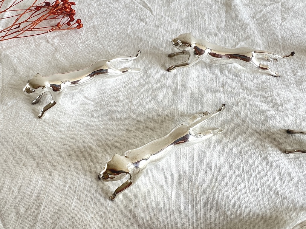 Ensemble de 6 porte-couteaux panthère en métal