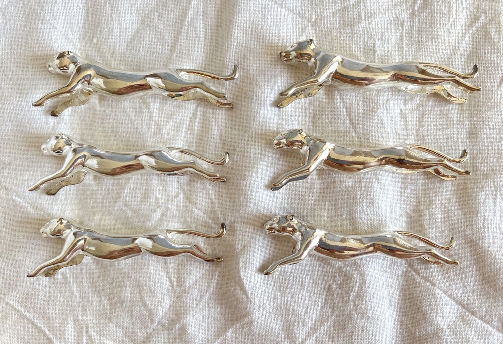 Ensemble de 6 porte-couteaux panthère en métal