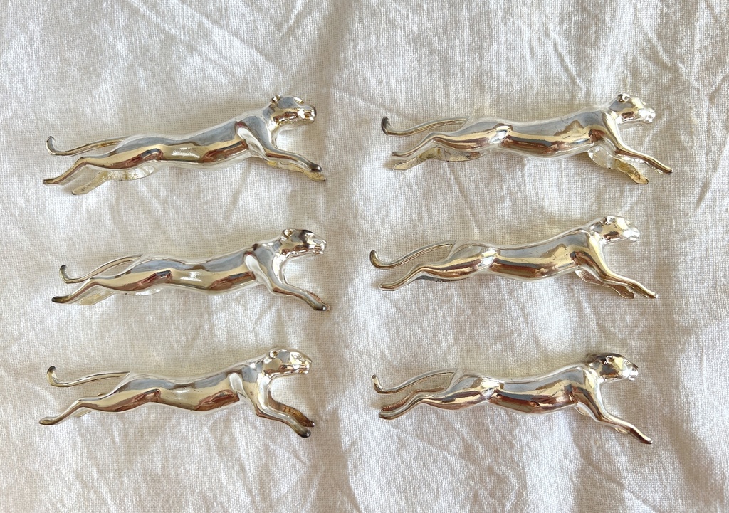 Ensemble de 6 porte-couteaux panthère en métal