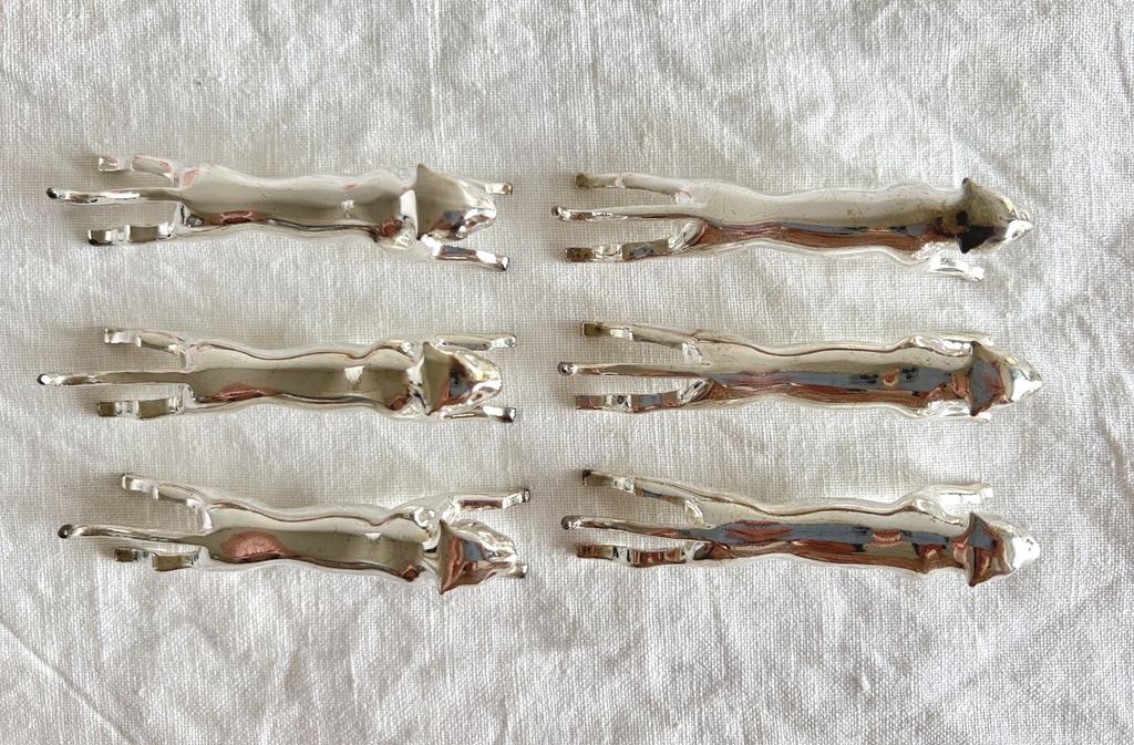 Ensemble de 6 porte-couteaux panthère en métal