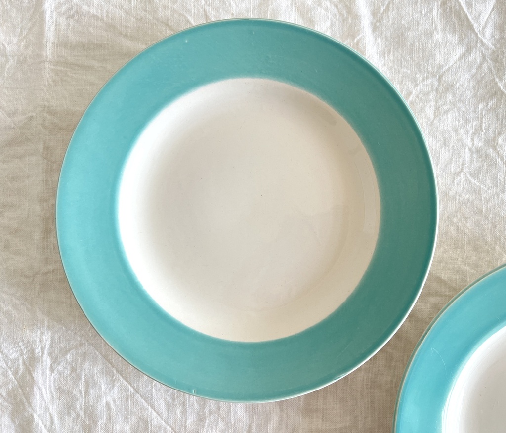 Lot de 2 assiettes à dessert à bord bleu Boch