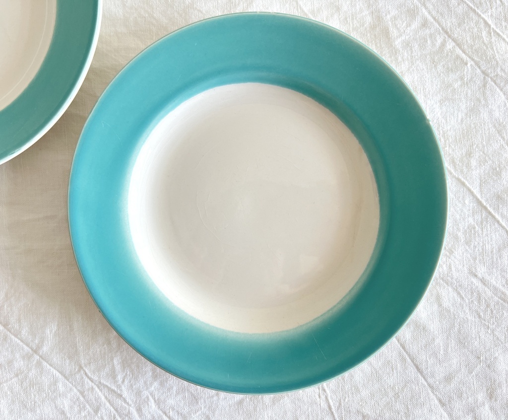 Lot de 2 assiettes à dessert à bord bleu Boch