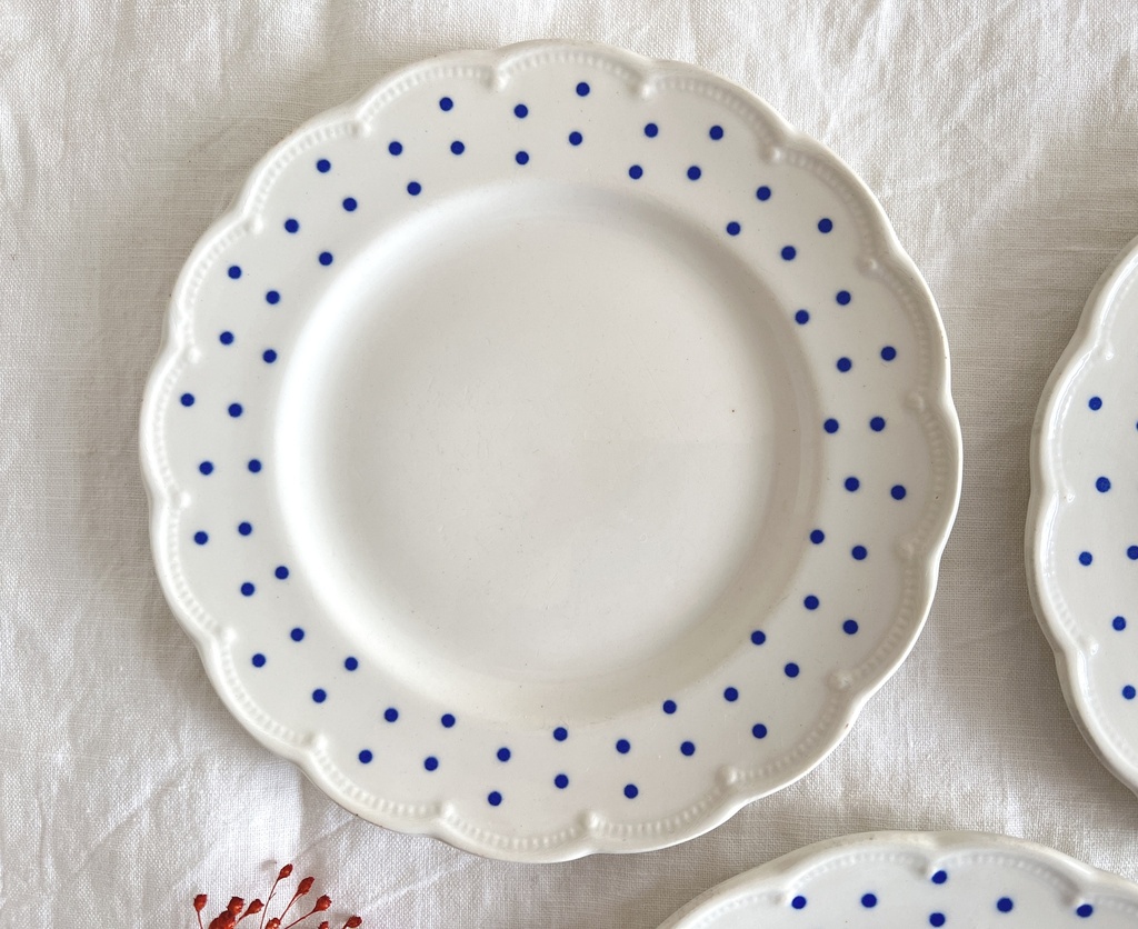 Lot de 4 assiettes à dessert Boch Festival Points bleus