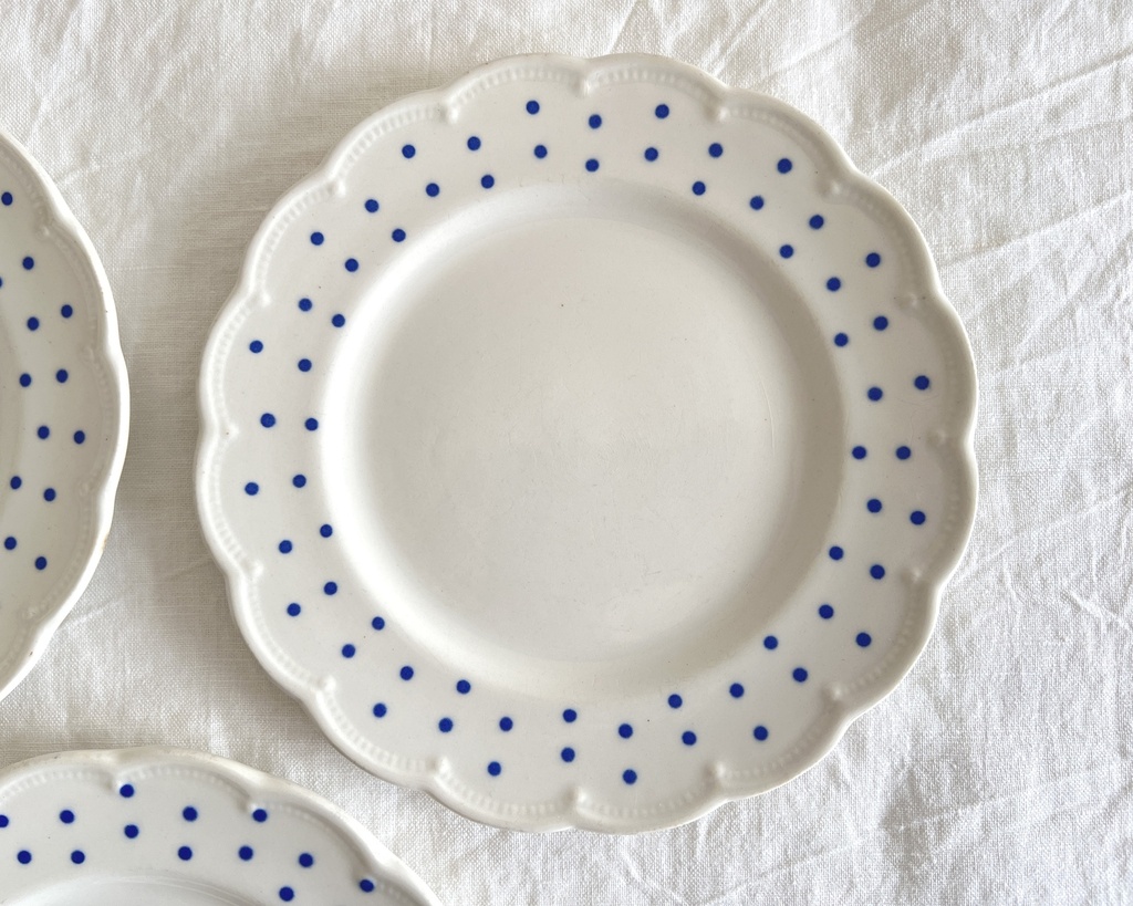 Lot de 4 assiettes à dessert Boch Festival Points bleus