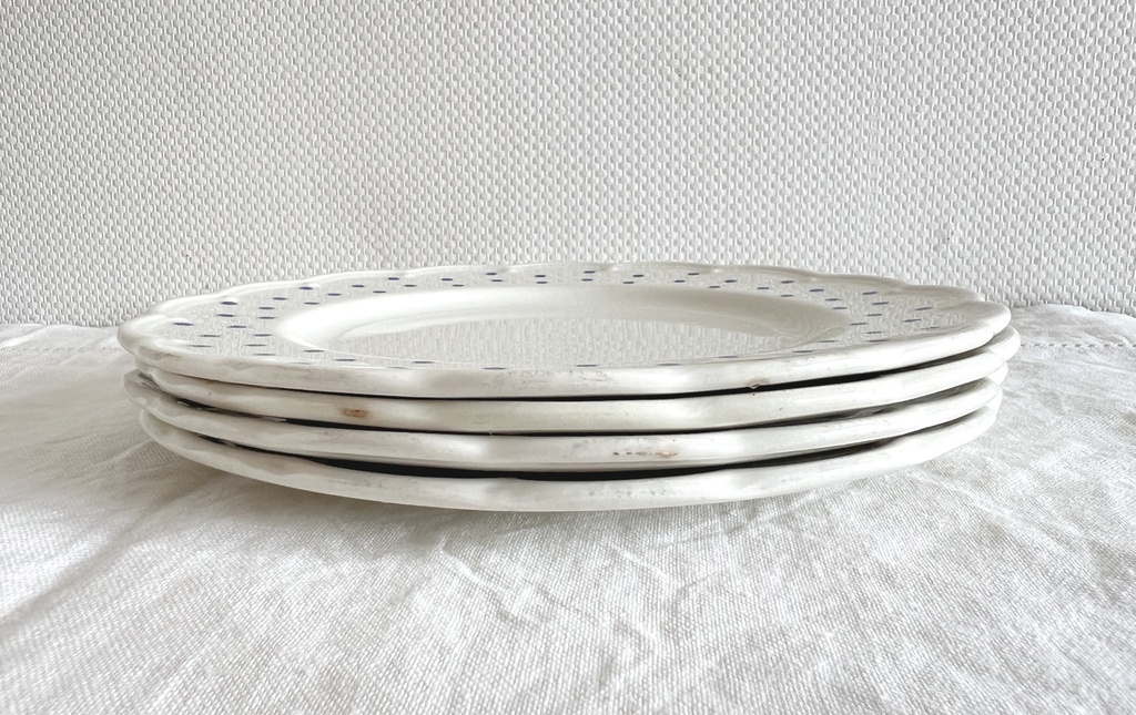 Lot de 4 assiettes à dessert Boch Festival Points bleus