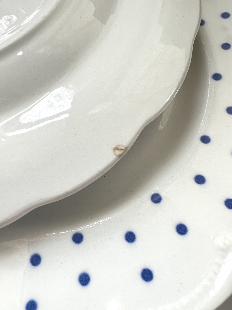 Lot de 4 assiettes à dessert Boch Festival Points bleus