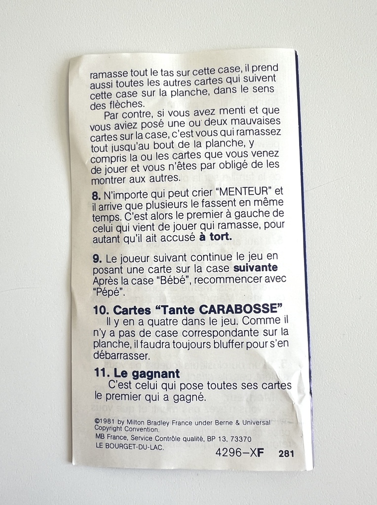 Jeu de société Le Menteur - 1980