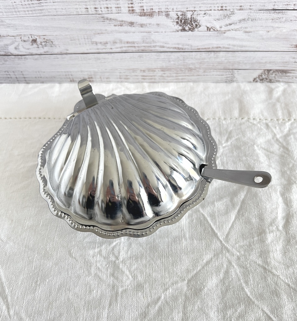 Beurrier coquille / coupelle à caviar bleu cobalt