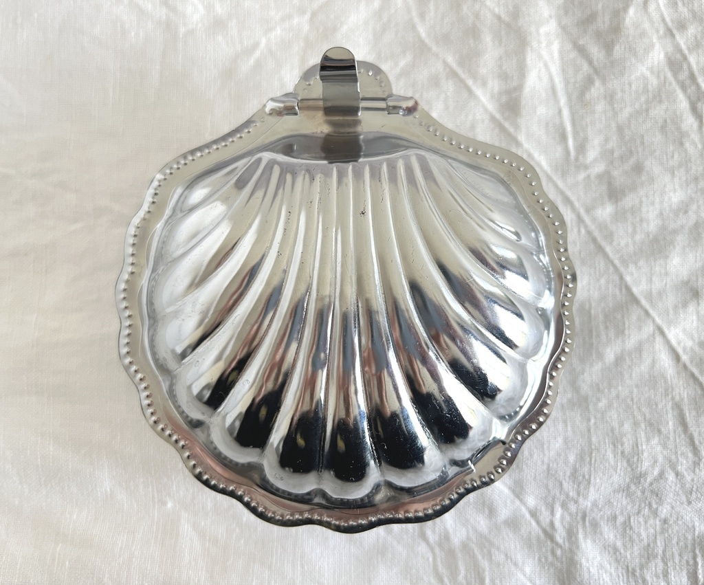 Beurrier coquille / coupelle à caviar bleu cobalt