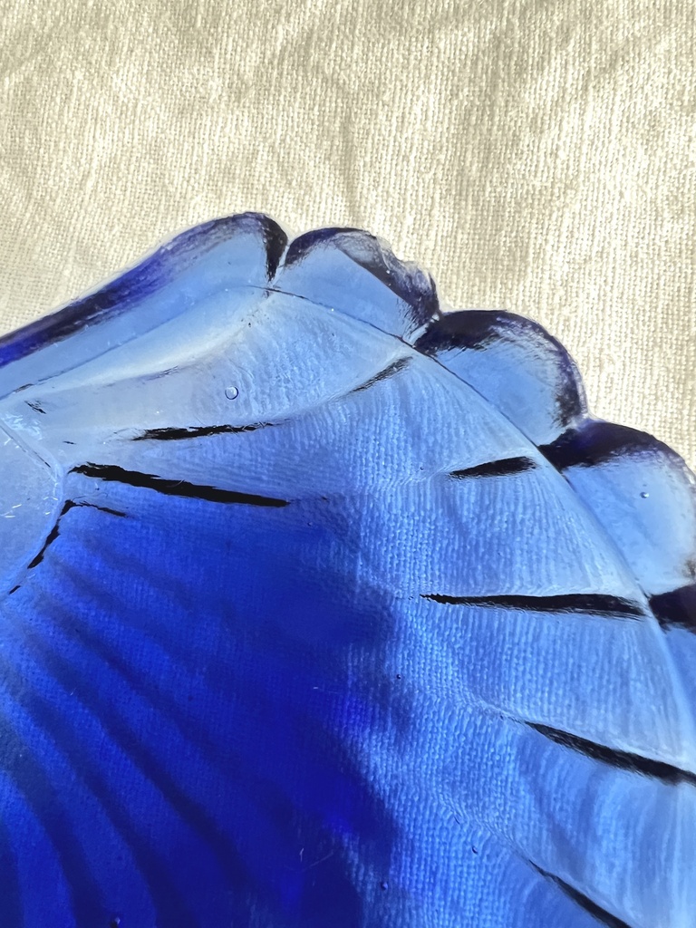 Beurrier coquille / coupelle à caviar bleu cobalt