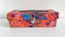 Valisette de rangement orange à fleurs colorées pour cassette audio