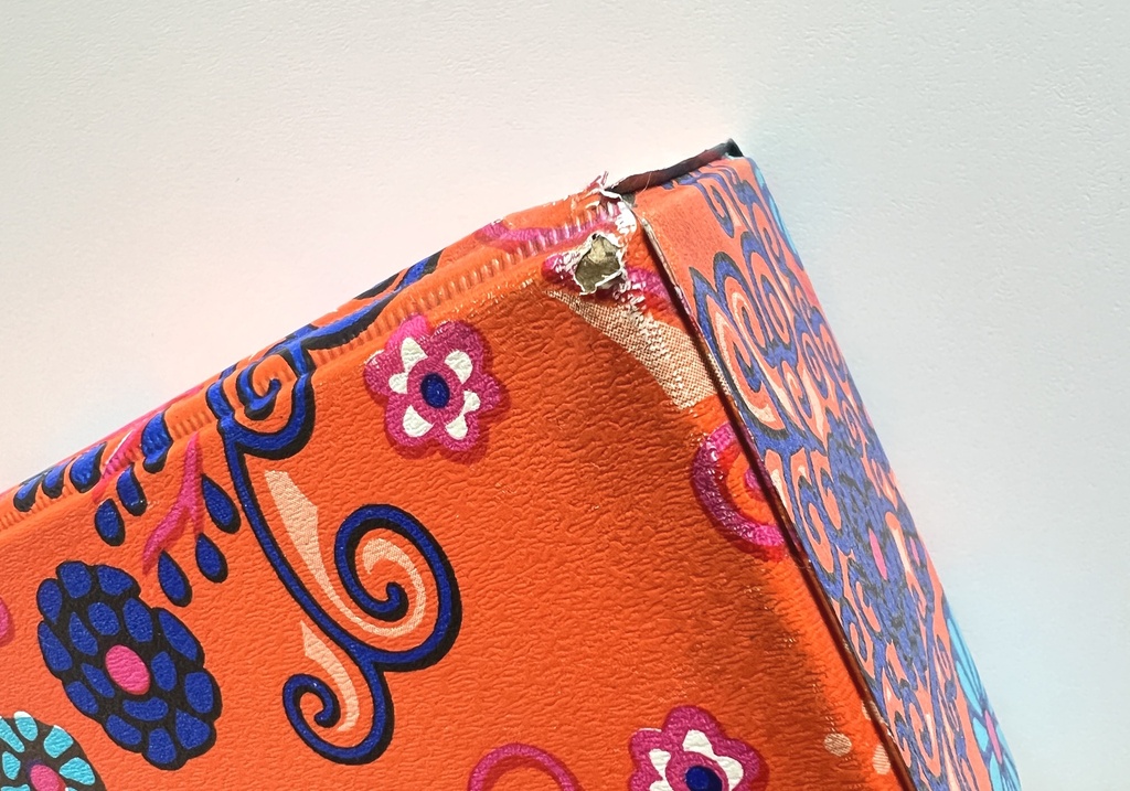 Valisette de rangement orange à fleurs colorées pour cassette audio