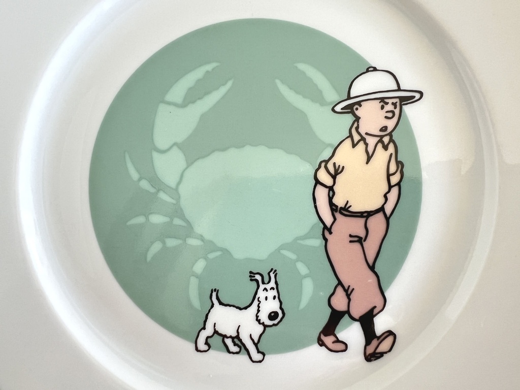 Assiette à dessert Tintin et le Crabe aux pinces d'or - Tables & Couleurs