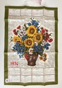 Essuie vaisselle calendrier 1974 - bouquet de fleurs