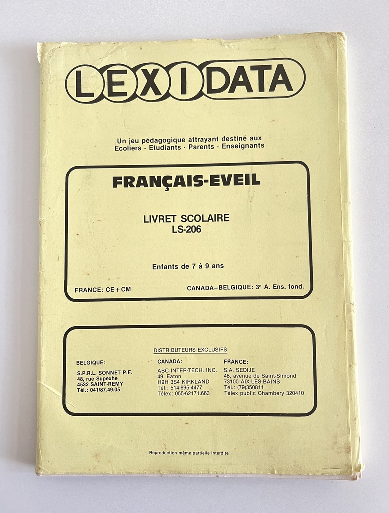 Livret Lexidata Français-éveil pour enfants de 7 à 9 ans