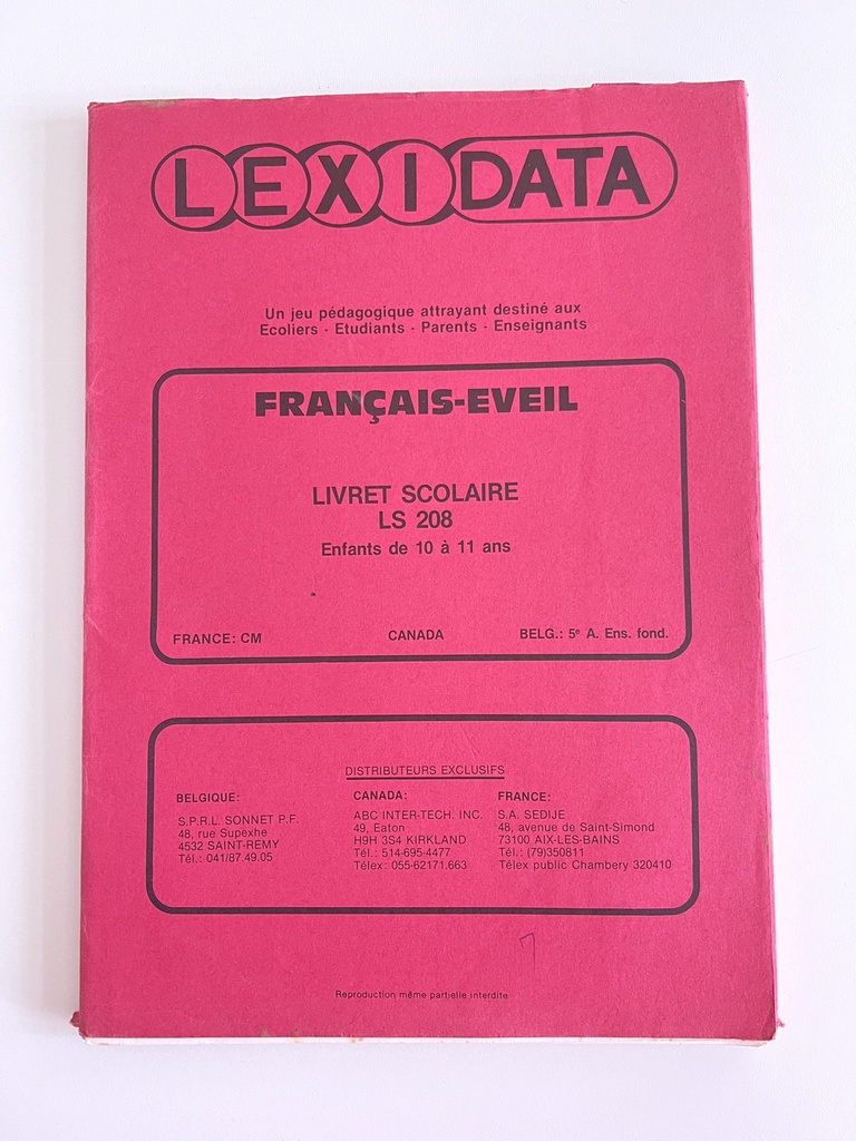 Livret Lexidata Français-éveil pour enfants de 10 à 11 ans