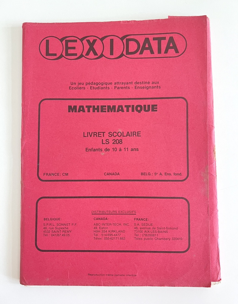 Livret Lexidata Mathématique pour enfants de 10 à 11 ans